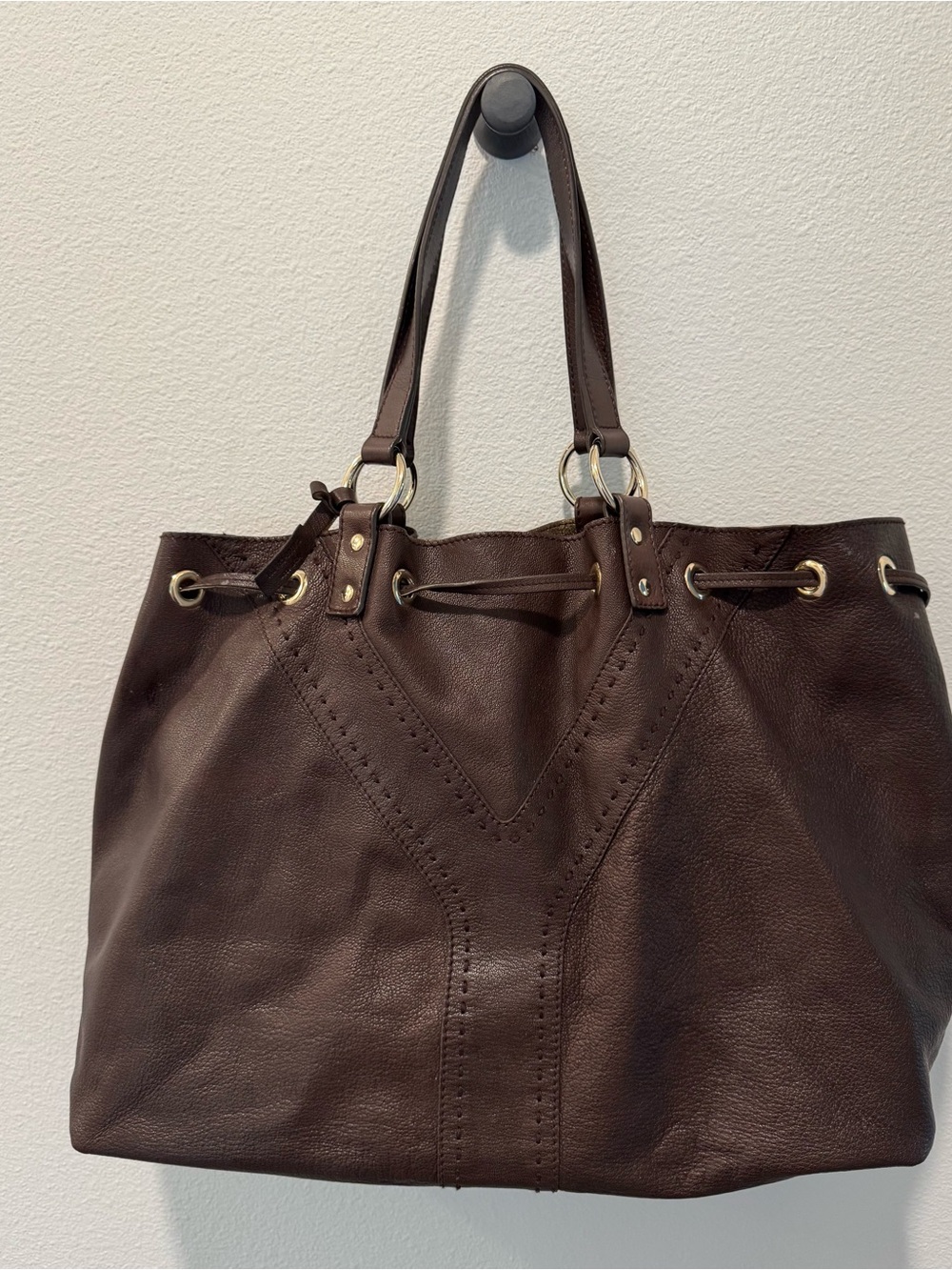 Yves Saint Laurent calf skin reversible, double sac Y tote. Bronze and Chocolate - Picture 8 of 14